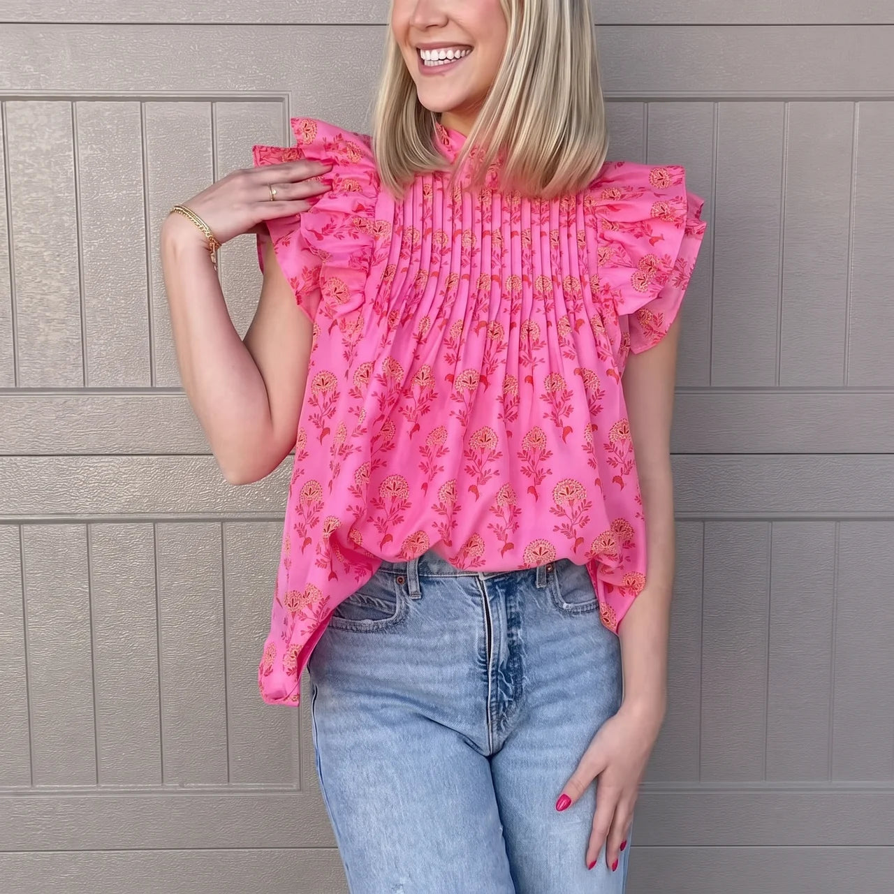 Chiffonbluse Dame med Blomstermønster