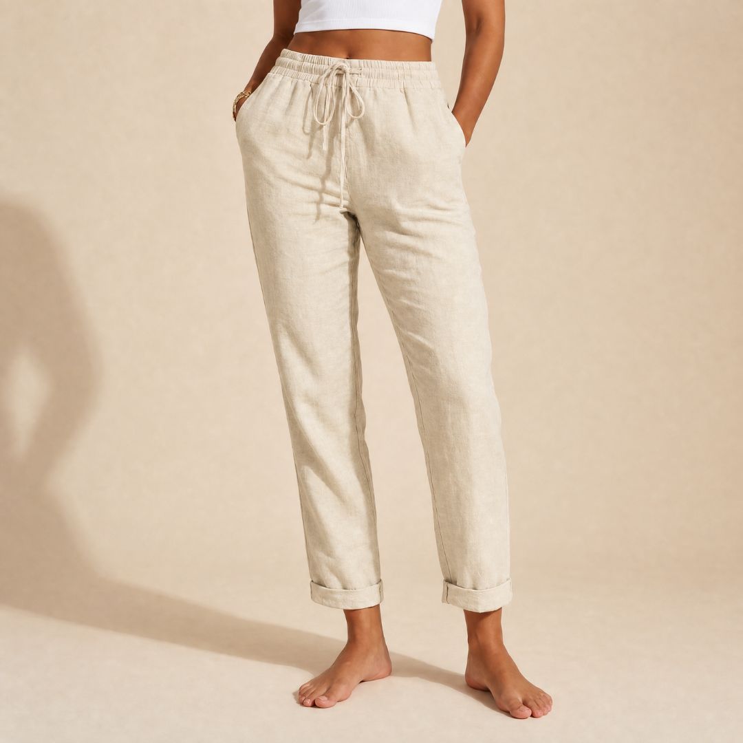Emma | Elegant linbukser - elastisk midje sommerbukser