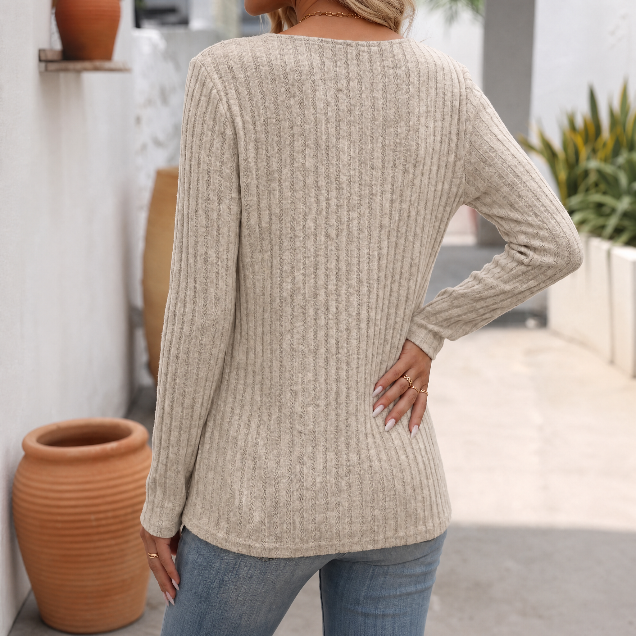 Karoline|Mist V-hals Genser
