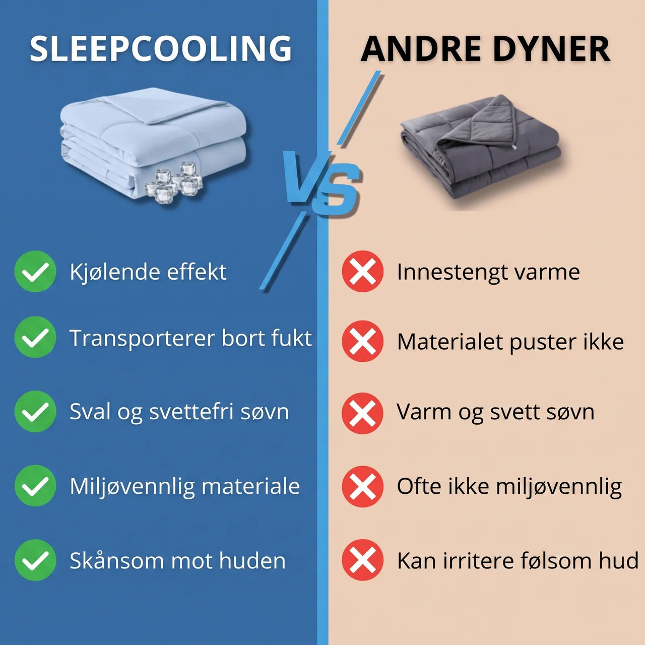 Kjølende sommerdyne med pustende materiale for varme netter