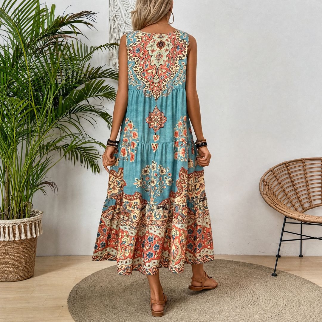 Lyra | sommermaxikjole – boho med etnisk mønster