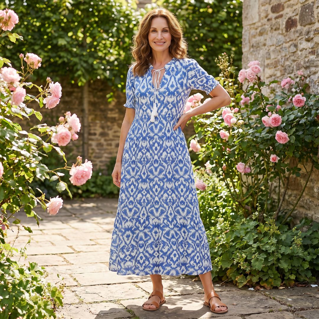 Nora| Elegant Maxi Kjole med Løs Passform – Sommer & Ferie
