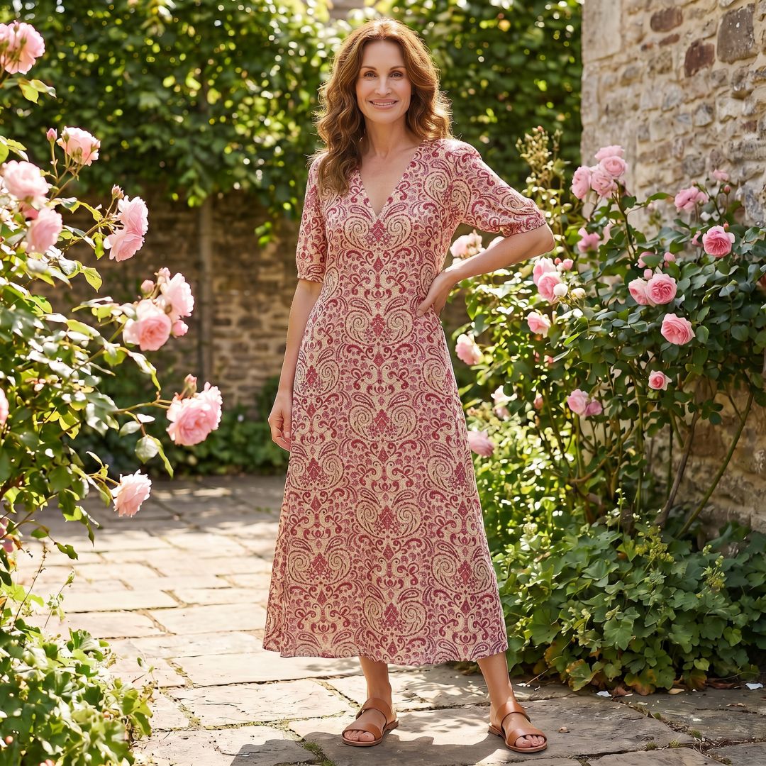 Nora| Elegant Maxi Kjole med Løs Passform – Sommer & Ferie