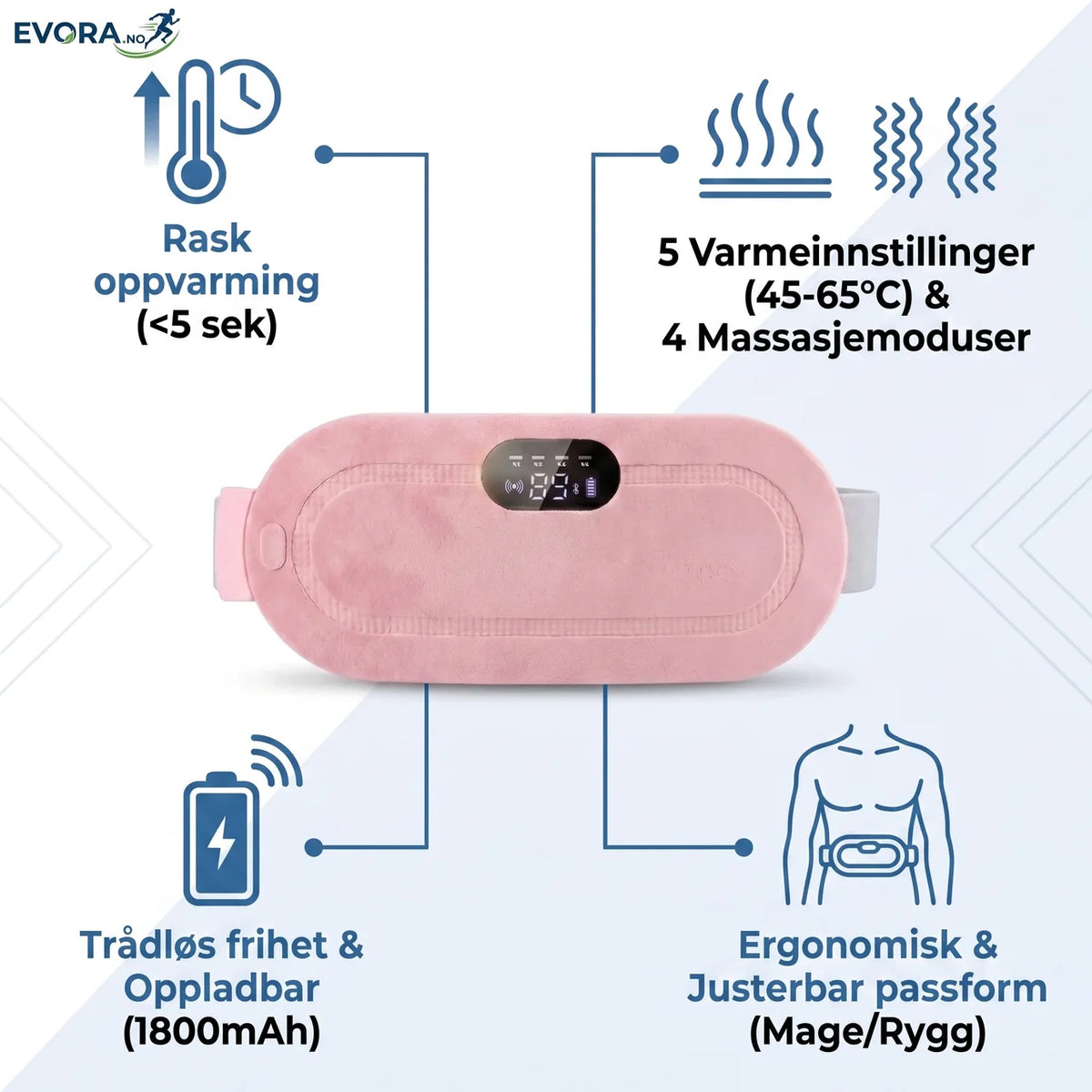 Oppvarmingspute med Vibrasjon Oppladbar Trådløs Varmepute