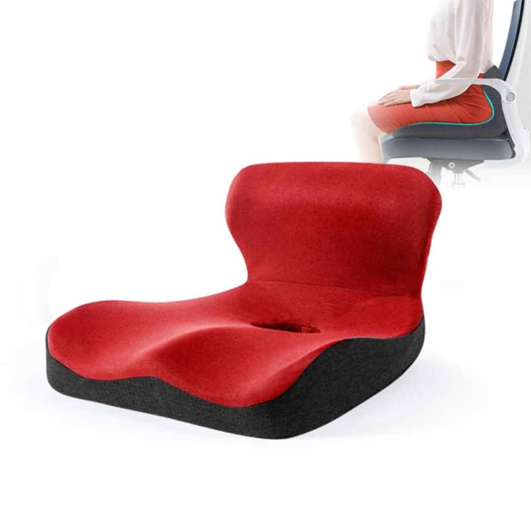 L-formet ryggpute i memory foam for kontorstol, bil og hjem med komfortabel støtte