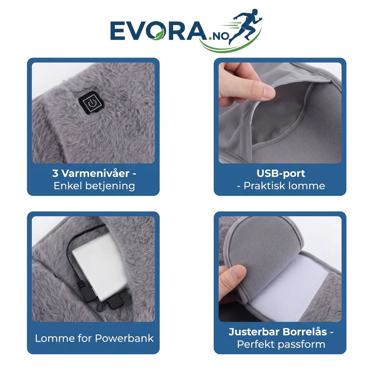 USB Varmebelte med Håndvarmer Justerbar Varme Mykt Varmebelte