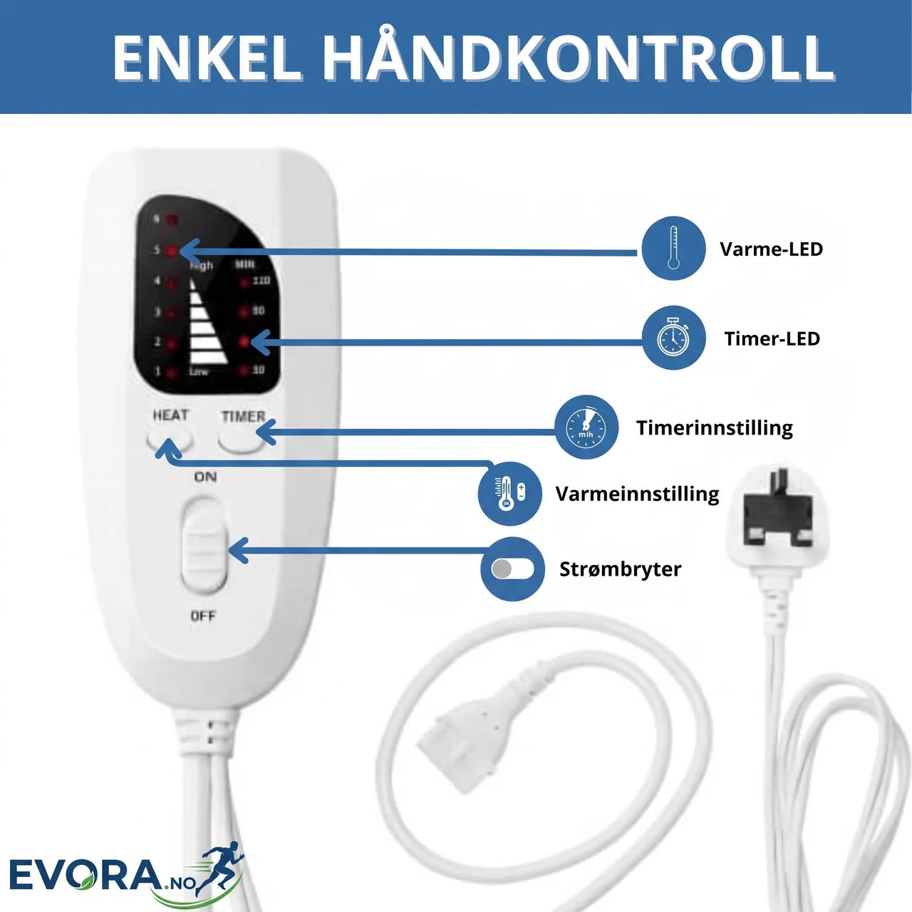 Varmedyne for nakke og skuldre med 6 varmenivåer og timer