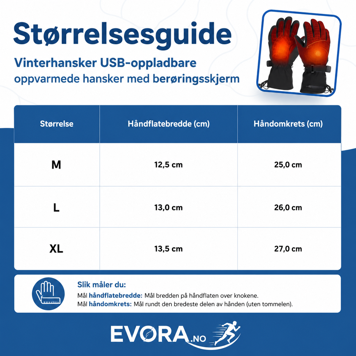 Oppvarmede vinterhansker – dame og herre, USB-oppladbare med 3 varmenivåer