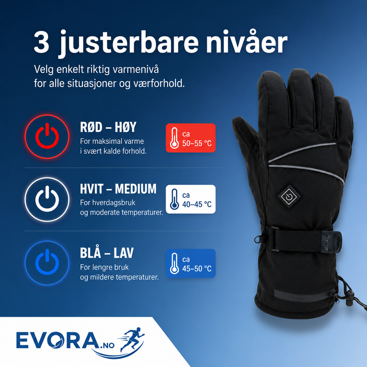 Oppvarmede vinterhansker – dame og herre, USB-oppladbare med 3 varmenivåer