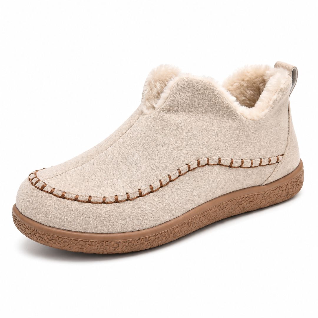 Vinterstøvler Dame Varme Slip-On Sko med Pelsfôr Myke Vintersko