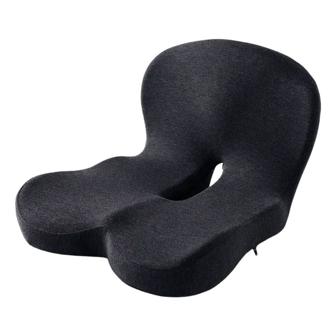 L-formet sittepute i memory foam med ryggstøtte for kontorstol, bil og hjem