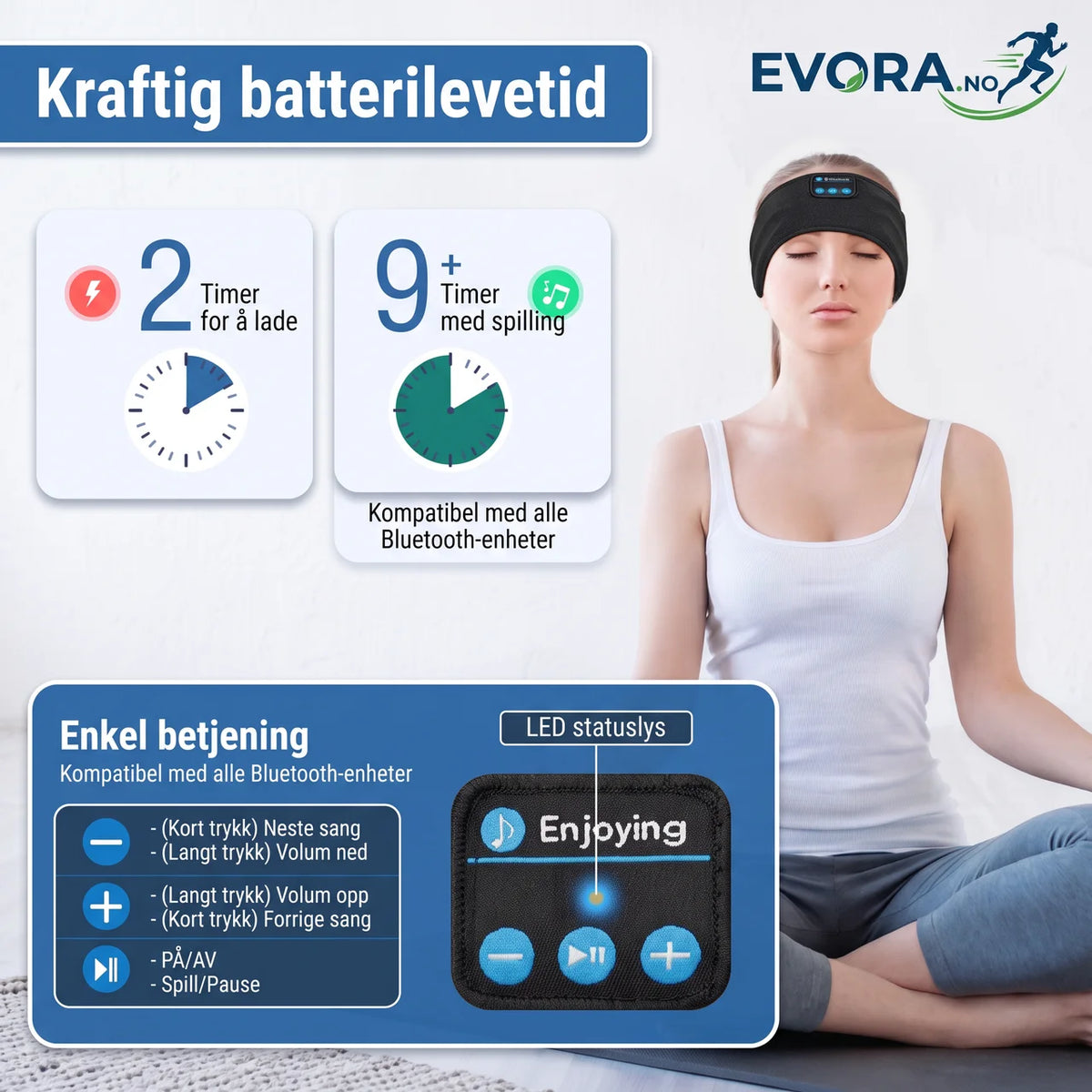 Bluetooth Hodebånd med Trådløse Hodetelefoner