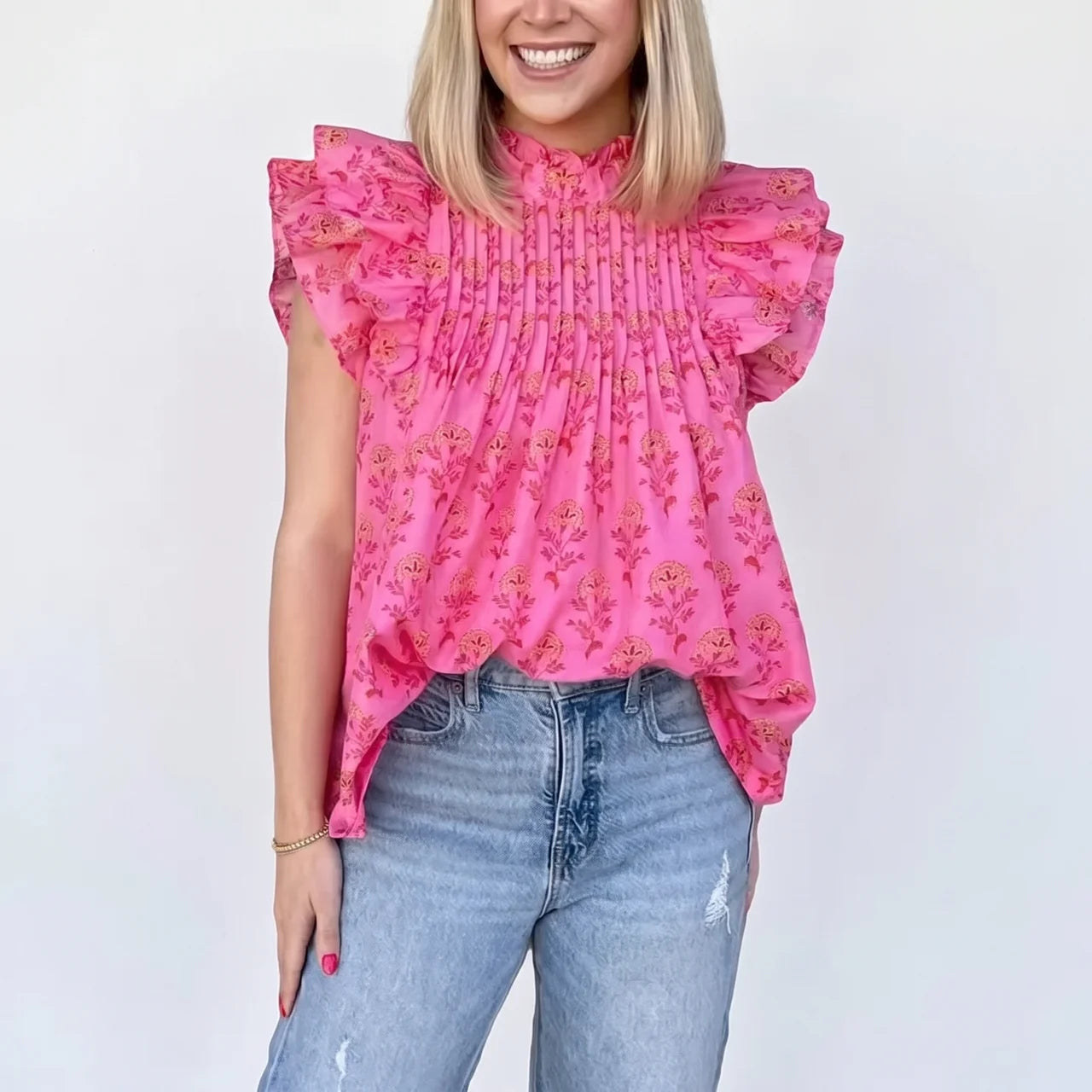 Chiffonbluse Dame med Blomstermønster