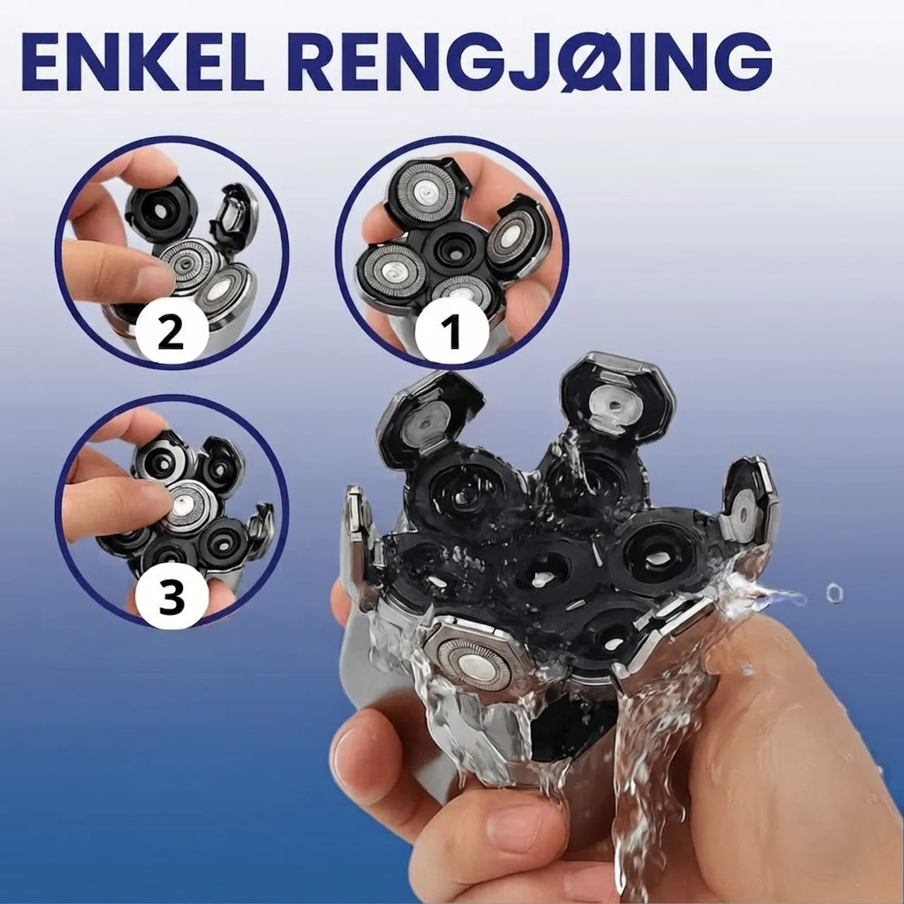Elektrisk barbermaskin 7D oppladbar barbermaskin med trimmer og groomingsett