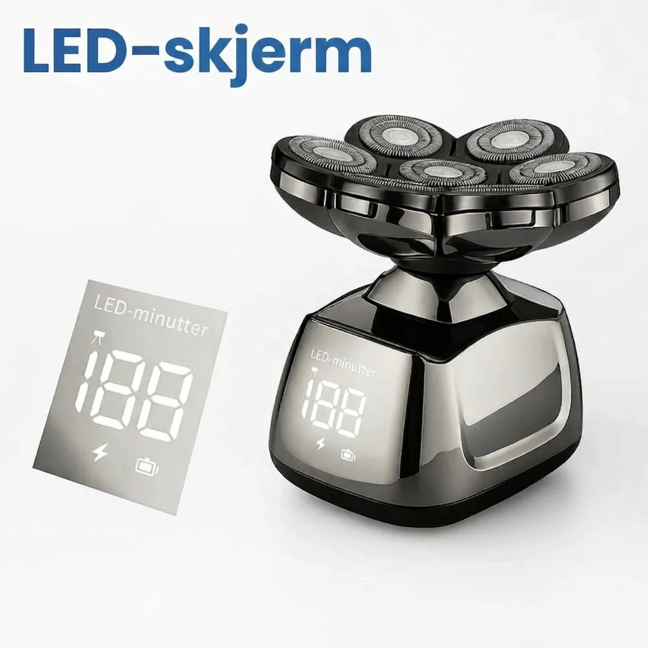 Elektrisk barbermaskin 7D oppladbar barbermaskin med trimmer og groomingsett