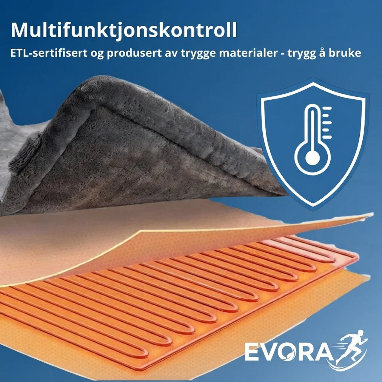 Elektrisk varmepledd med 6 varmenivåer timer og flanell
