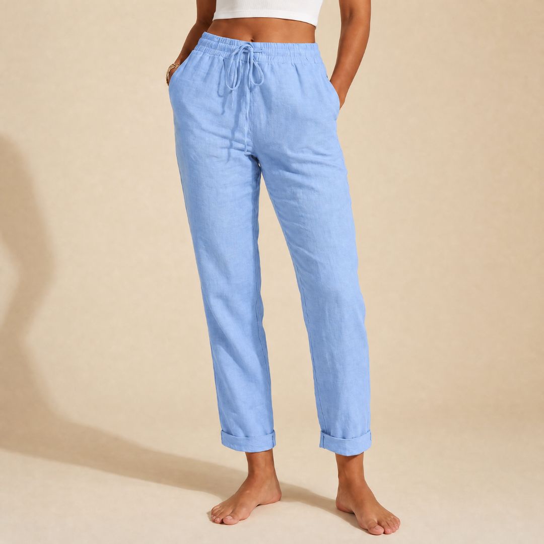 Emma | Elegant linbukser - elastisk midje sommerbukser