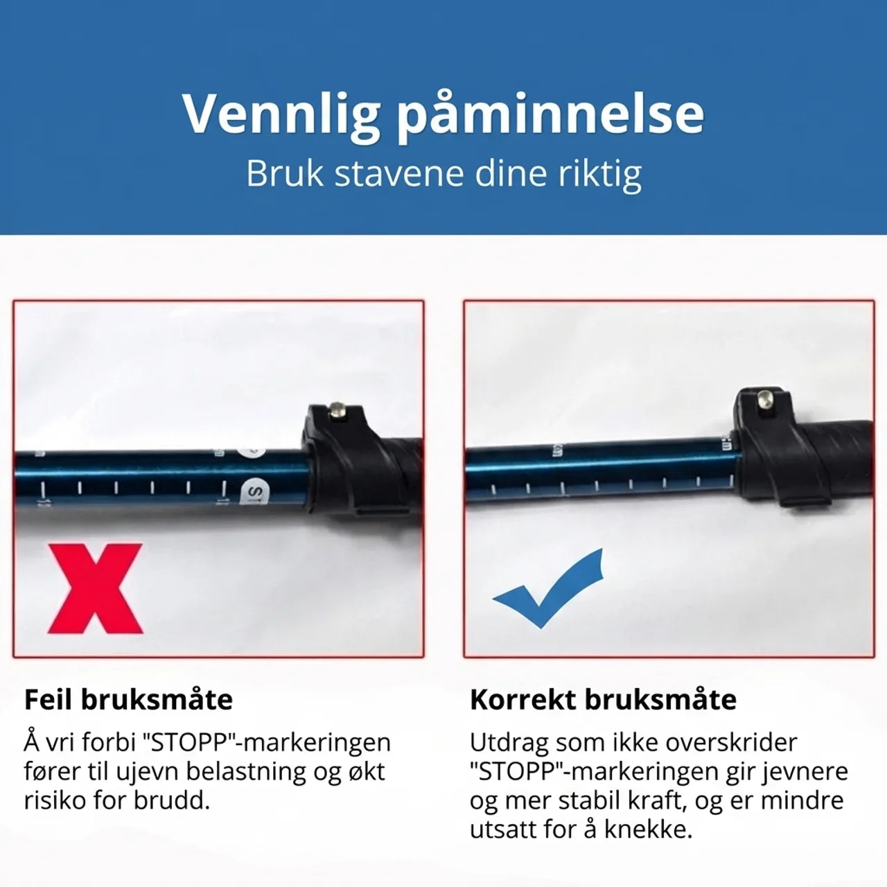 Gåstaver sammenleggbare justerbare lette turstaver 2-pakning
