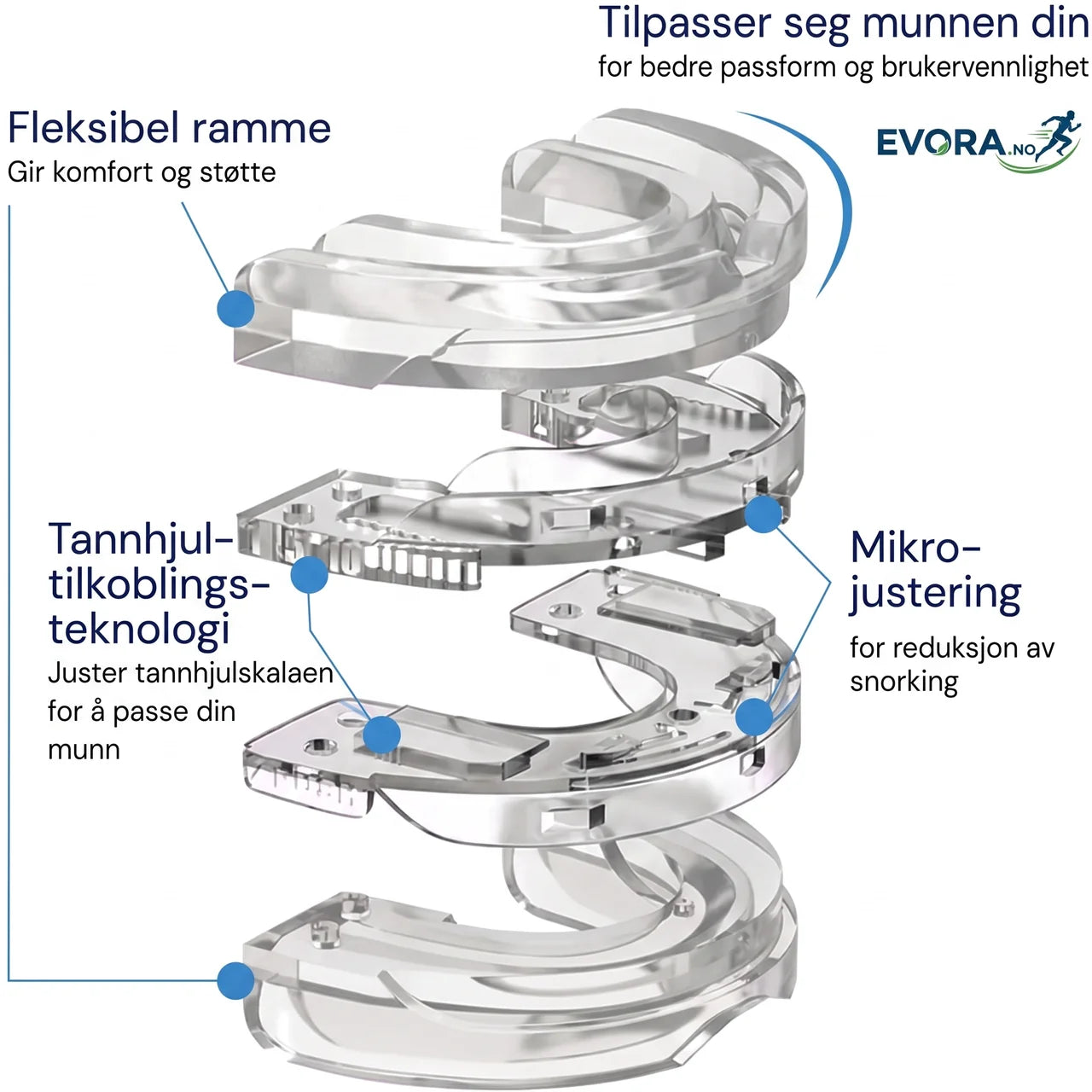 Justerbar tannskinne for nattbruk