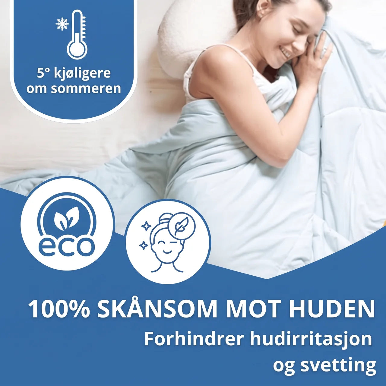 Kjølende sommerdyne med pustende materiale for varme netter