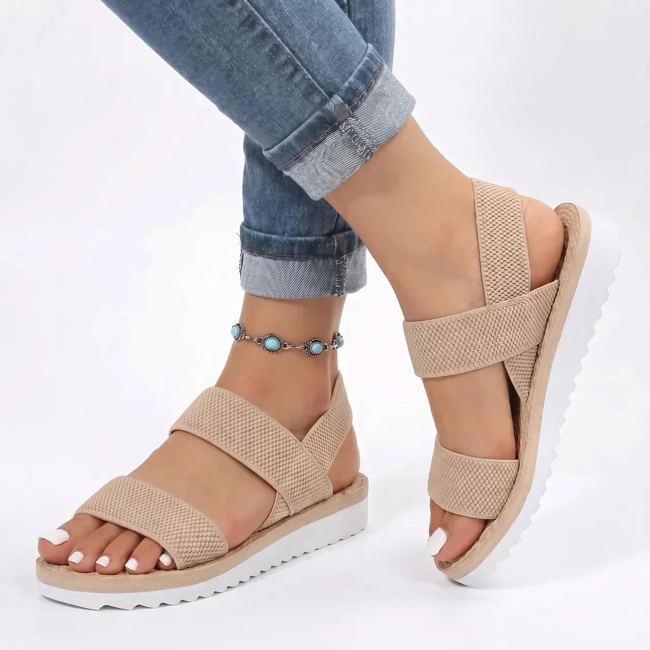Meshsandaler dame lette sandaler med sklisikker såle