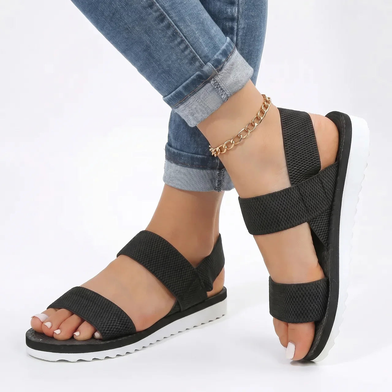 Meshsandaler dame lette sandaler med sklisikker såle