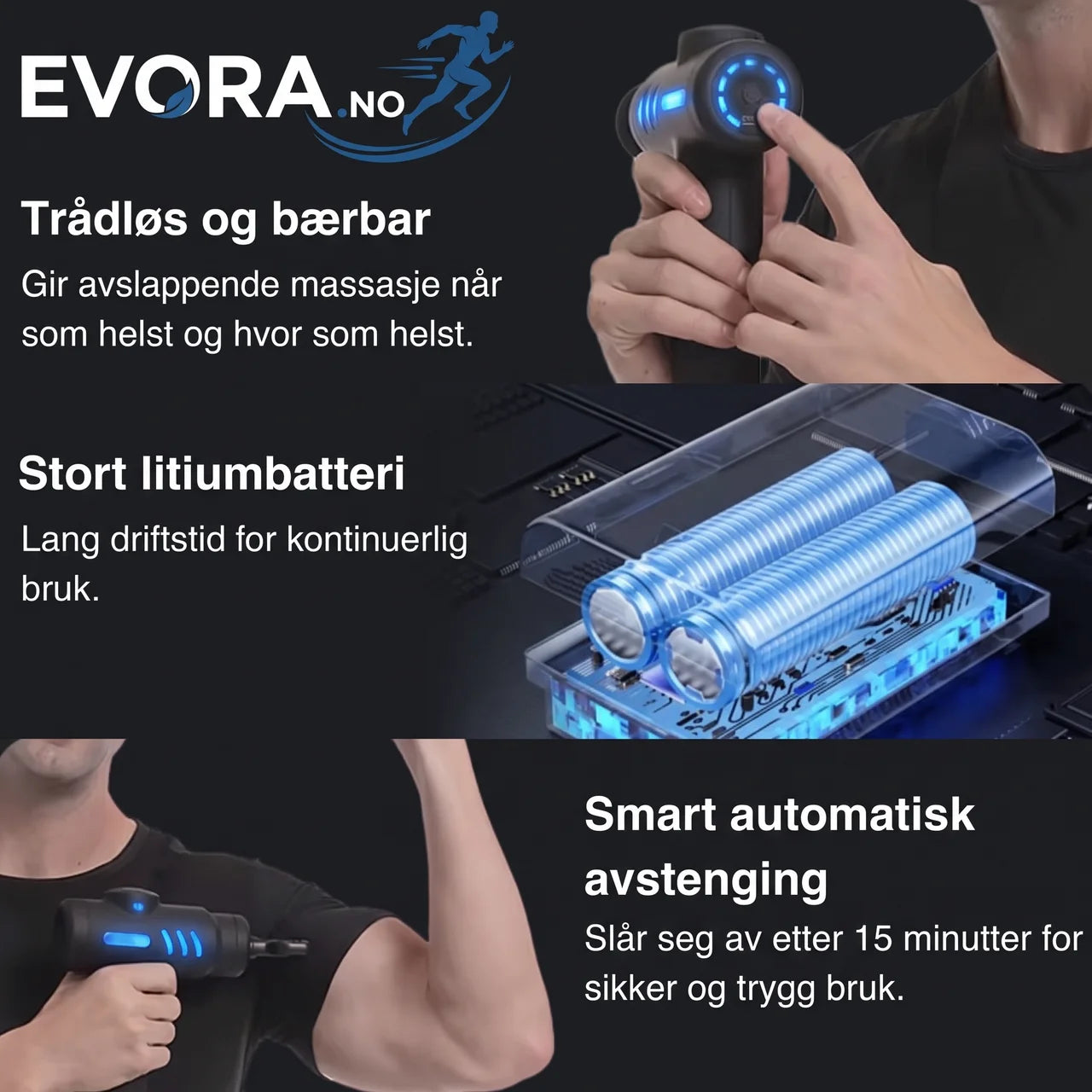 Mini Massasjepistol Pro med 8 massasjehoder og 5 hastighetsnivåer