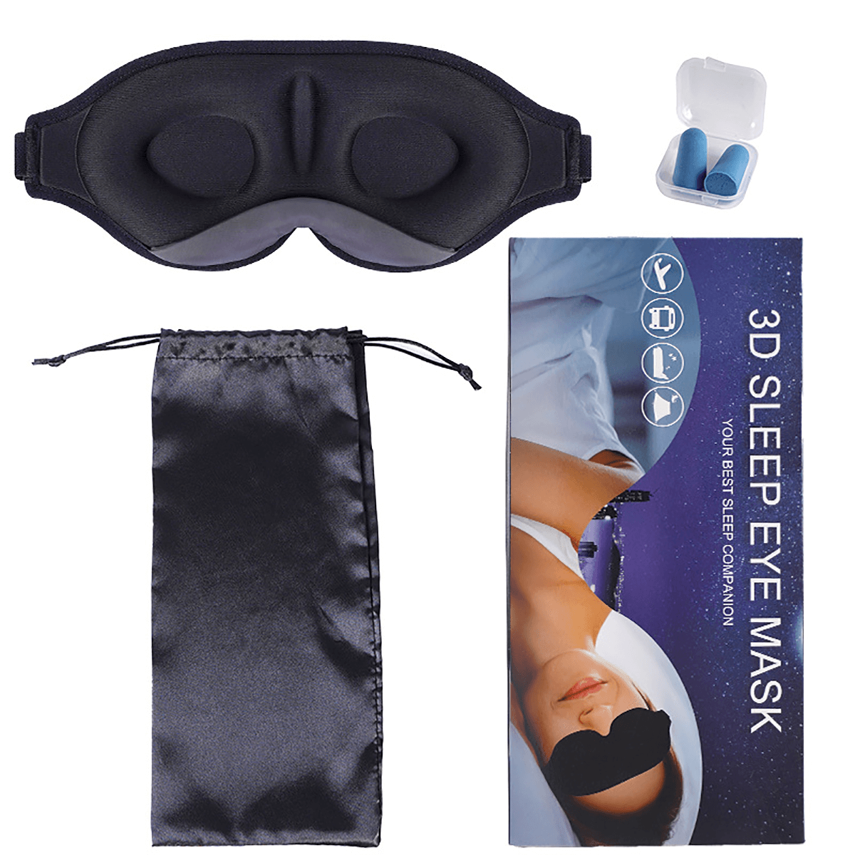 3D Sovemaske med total mørklegging