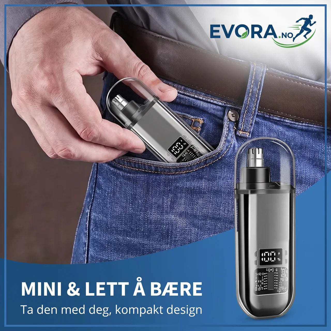 Nesetrimmer USB-C oppladbar med 360° roterende blad