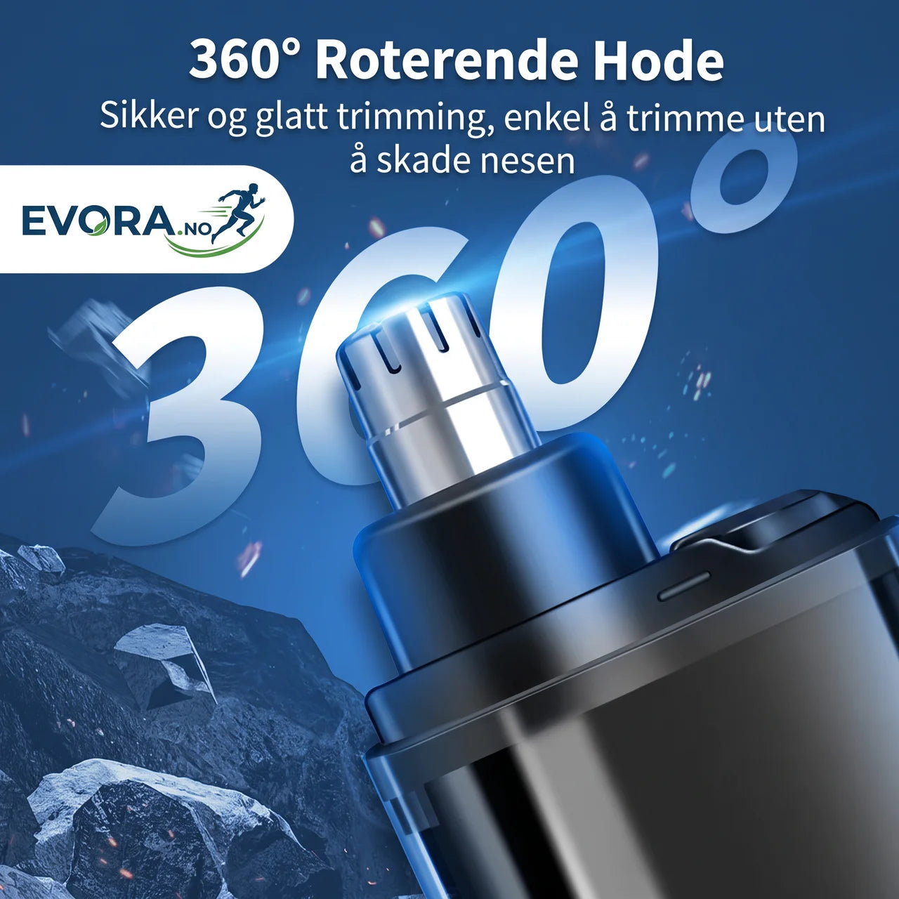 Nesetrimmer USB-C oppladbar med 360° roterende blad