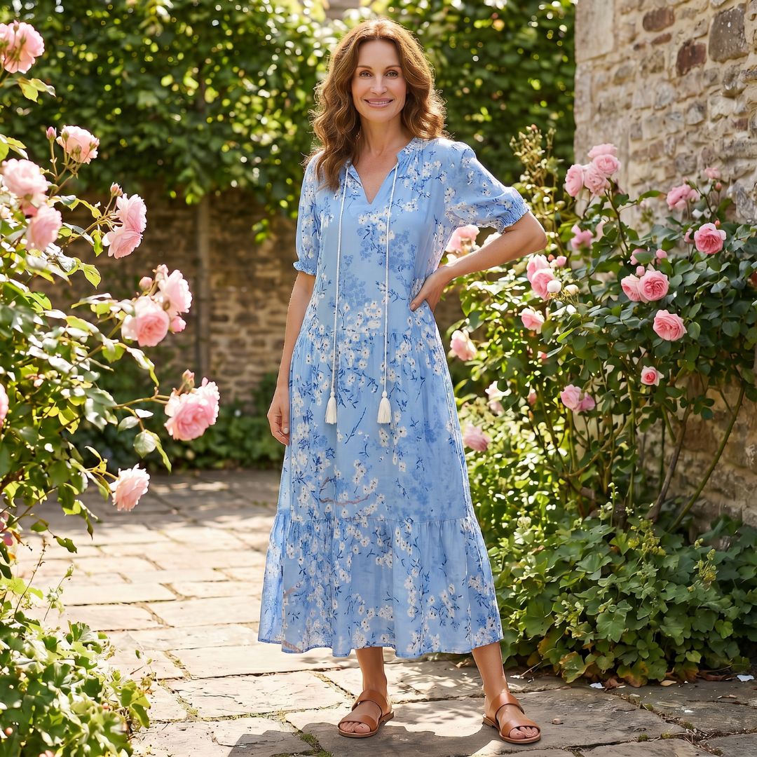 Nora| Elegant Maxi Kjole med Løs Passform – Sommer & Ferie