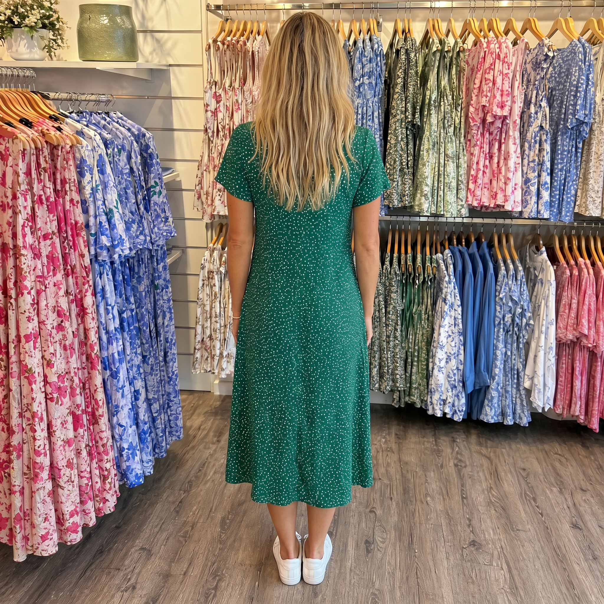 Olivia | Prikkete Kjole – Tidløs Passform | Vintage