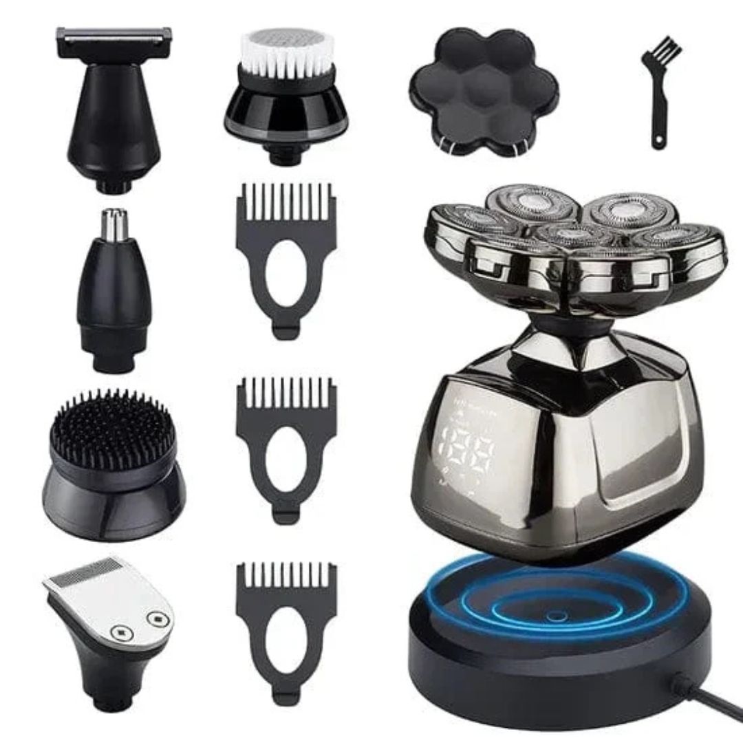 Elektrisk barbermaskin 7D oppladbar barbermaskin med trimmer og groomingsett