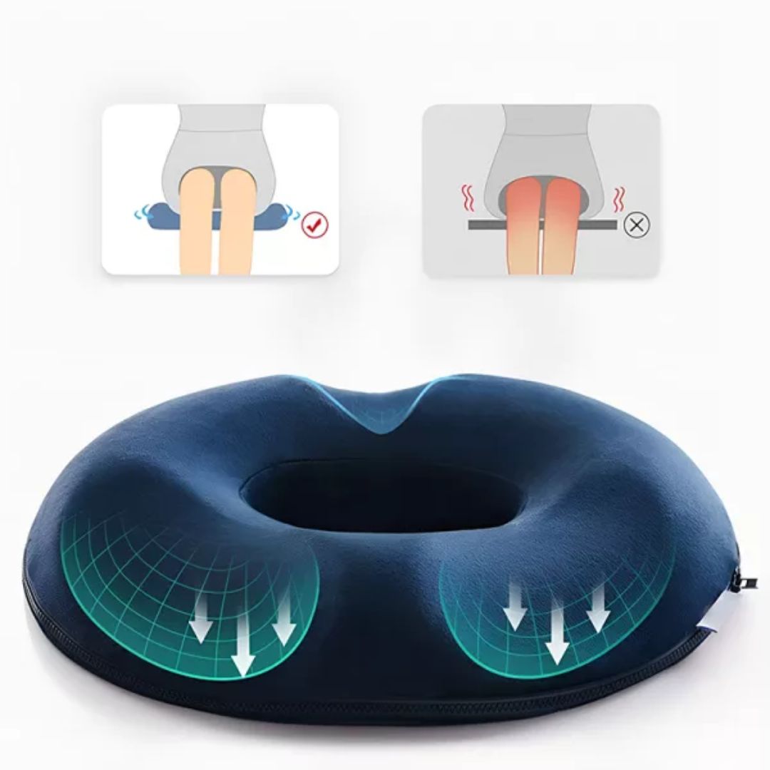 Donutpute i memory foam for komfortabel sitting