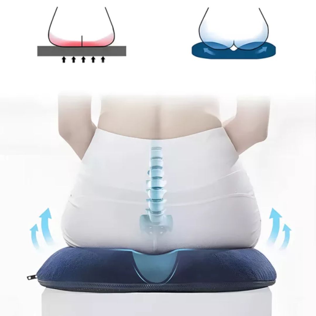 Donutpute i memory foam for komfortabel sitting
