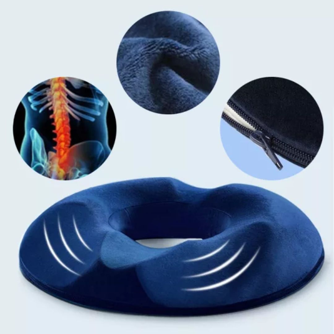 Donutpute i memory foam for komfortabel sitting