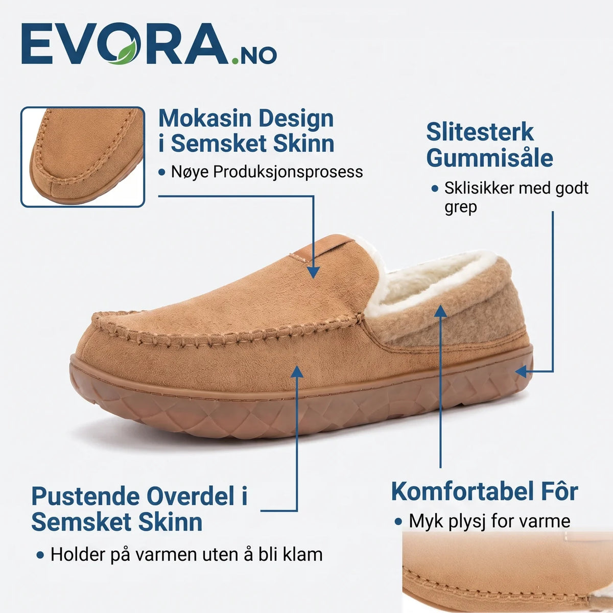 Tøfler forede med sklisikker såle