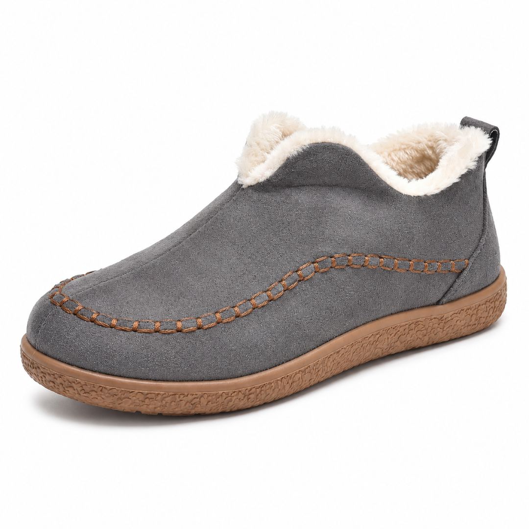Vinterstøvler Dame Varme Slip-On Sko med Pelsfôr Myke Vintersko