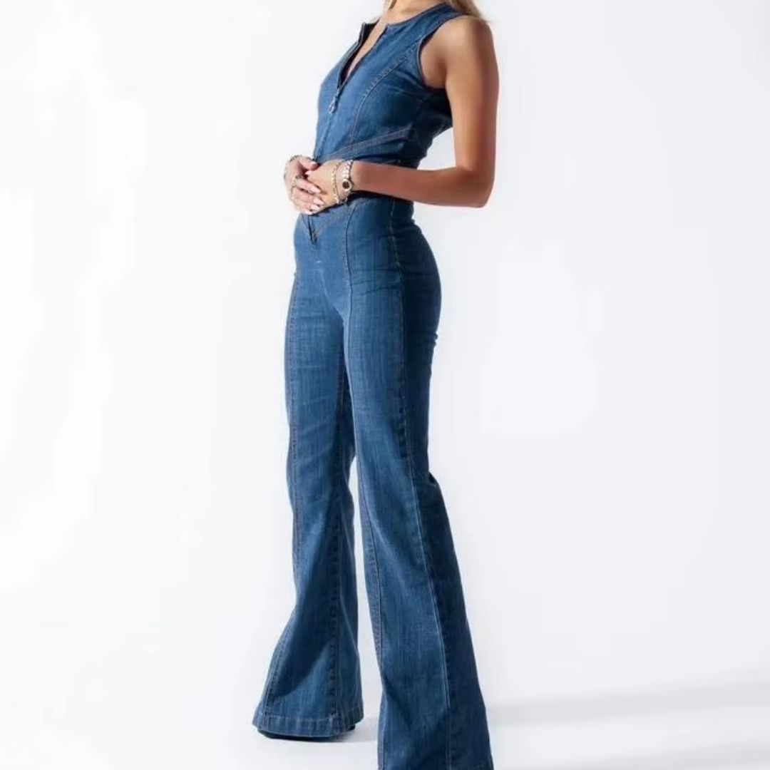 Rikke | Denim Jumpsuit – Figurtilpasset og Stilfull for Dame