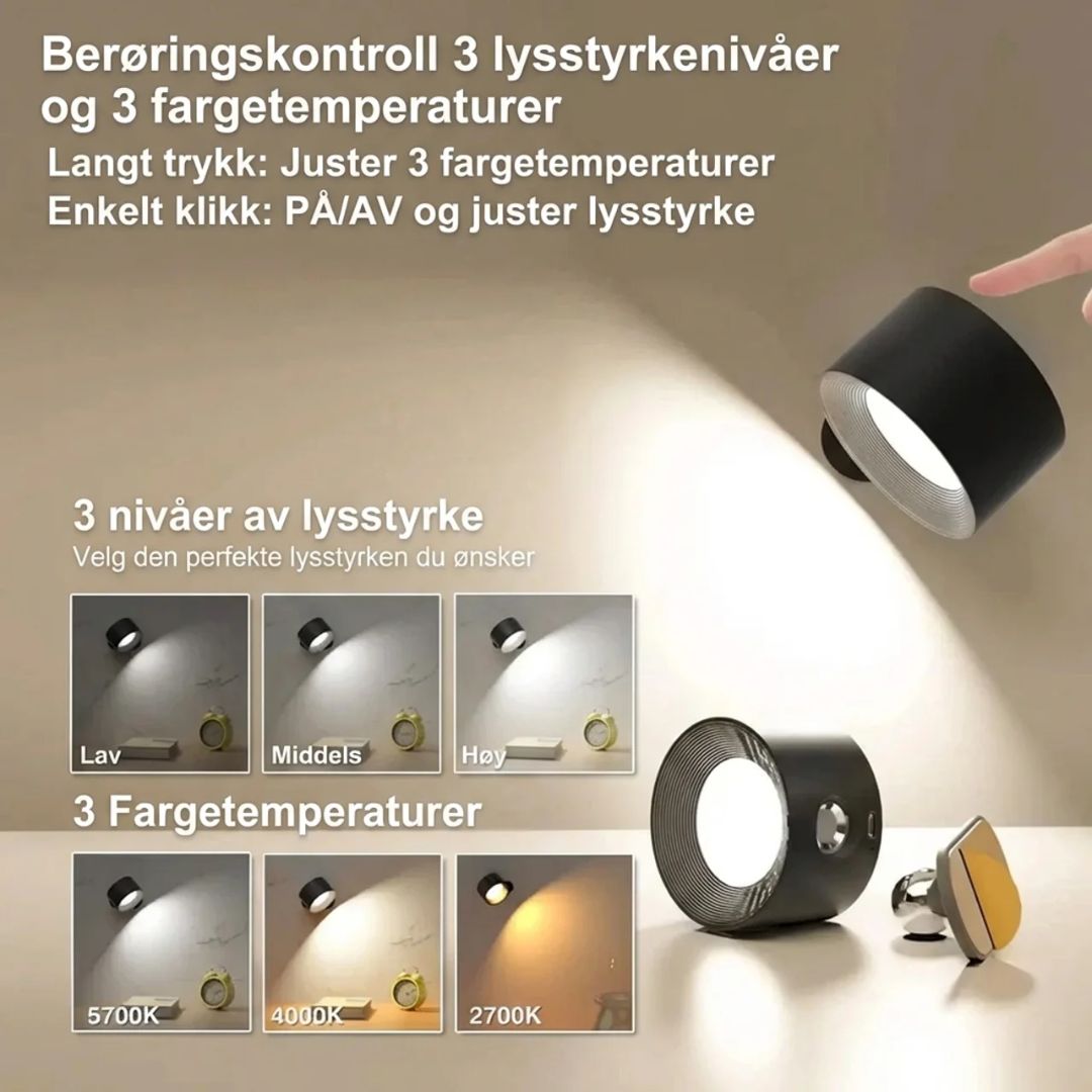 Trådløs Vegglampe med Justerbart LED-lys