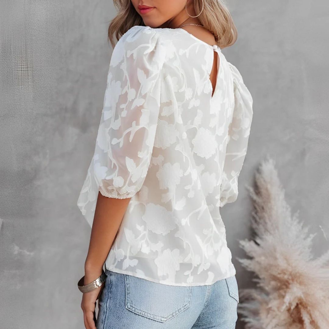 Dorothea | Chiffongskjorte – Puffede Ermer og Elegant Bluse for Dame