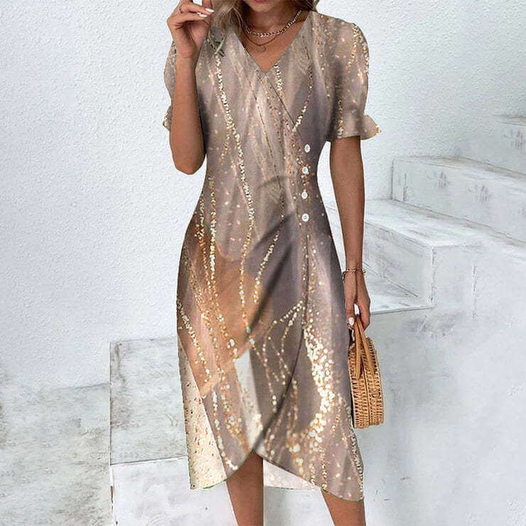 Elina | Sommerkjole i Flerfarget Design – Komfortabel Kjole for Dame