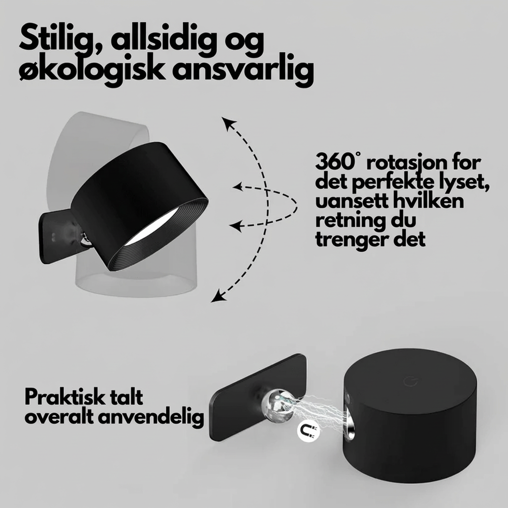 Trådløs Vegglampe med Justerbart LED-lys
