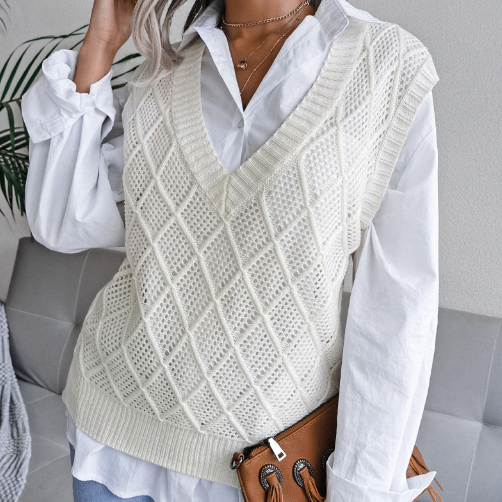 Sofie | Klassisk Strikket Vest – Lett og Allsidig Vest for Dame