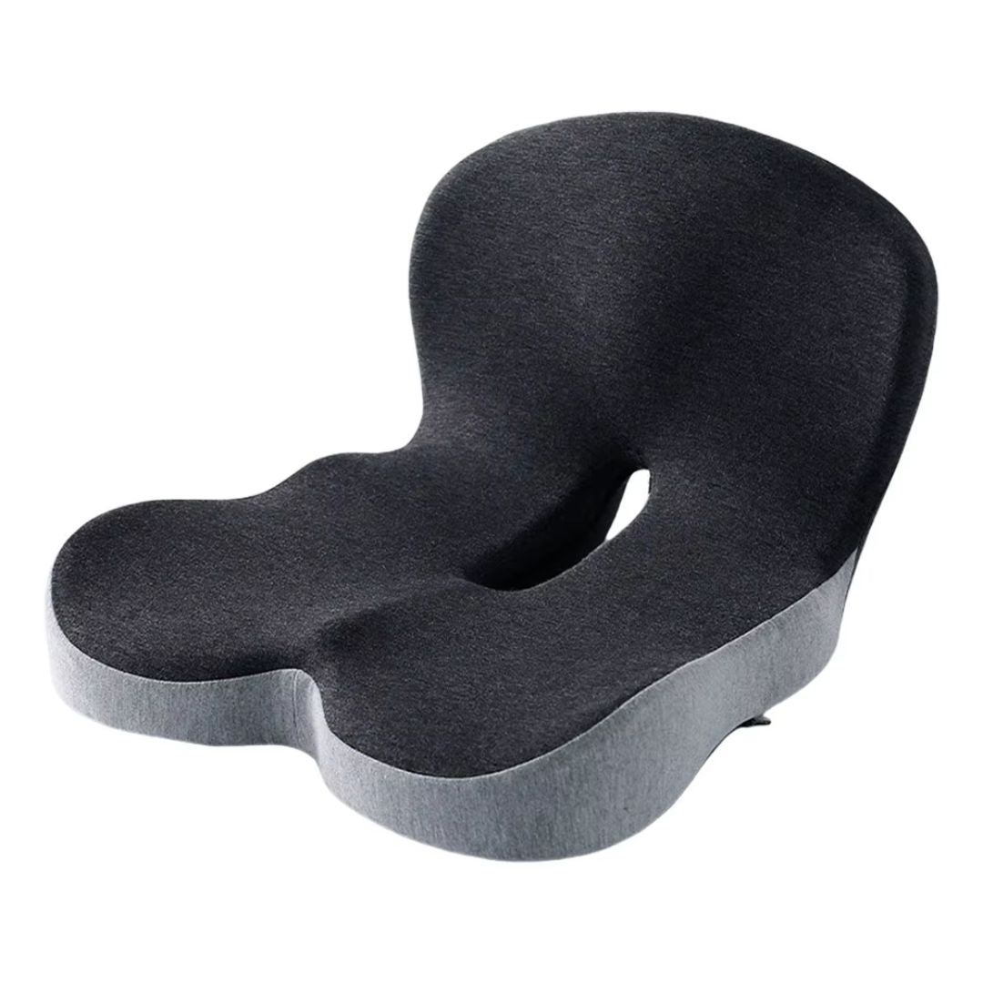 L-formet sittepute i memory foam med ryggstøtte for kontorstol, bil og hjem