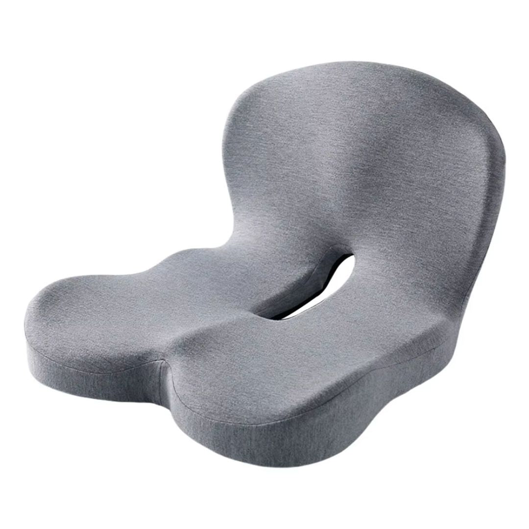 L-formet sittepute i memory foam med ryggstøtte for kontorstol, bil og hjem